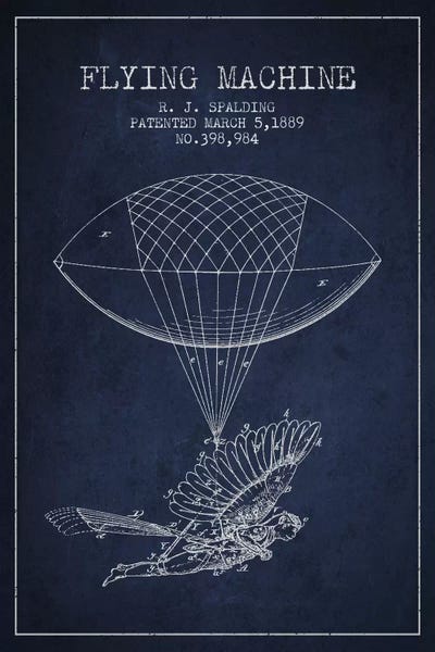 Icarus 5 Navy Blue Patent Blueprint by Aged Pixel canvas print