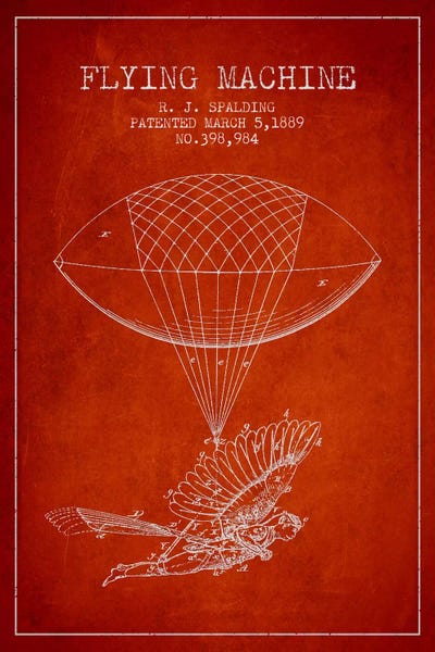 Icarus 5 Red Patent Blueprint by Aged Pixel framed canvas print