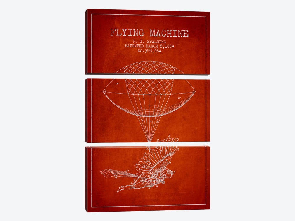 Icarus 5 Red Patent Blueprint by Aged Pixel 3-piece Canvas Print