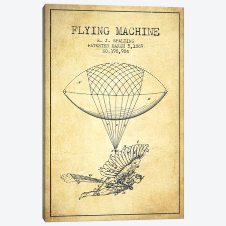 Icarus 5 Vintage Patent Blueprint Canvas Print #ADP2449} by Aged Pixel Canvas Artwork