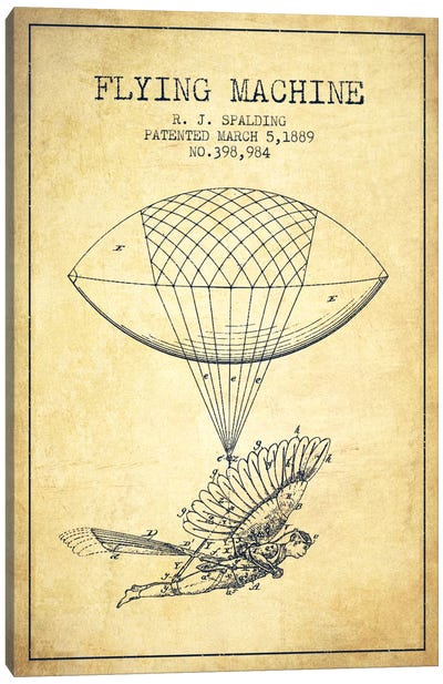 Icarus 5 Vintage Patent Blueprint Canvas Art Print - Aged Pixel: Aviation