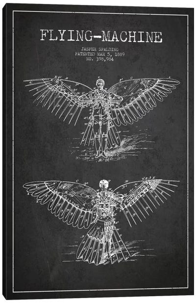 Icarus 3 Charcoal Patent Blueprint Canvas Art Print - Aged Pixel: Aviation