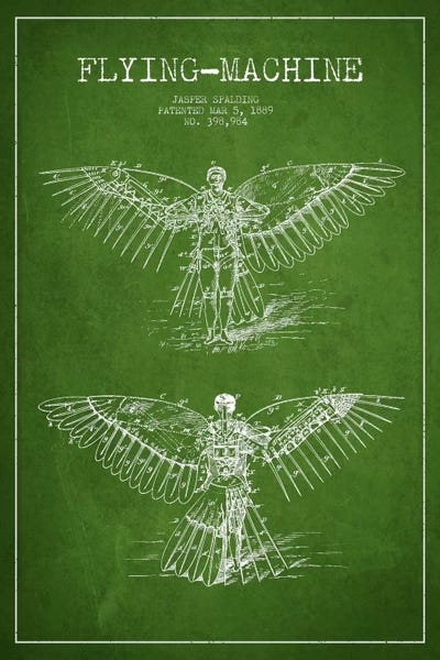 Icarus 3 Green Patent Blueprint by Aged Pixel canvas print