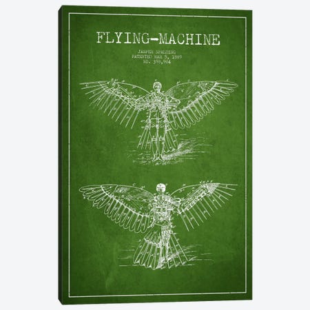 Icarus 3 Green Patent Blueprint Canvas Print #ADP2451} by Aged Pixel Canvas Art Print