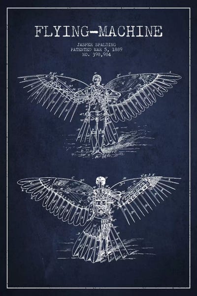 Aviation Blueprints: Icarus 3 Navy Blue Patent Blueprint by Aged Pixel