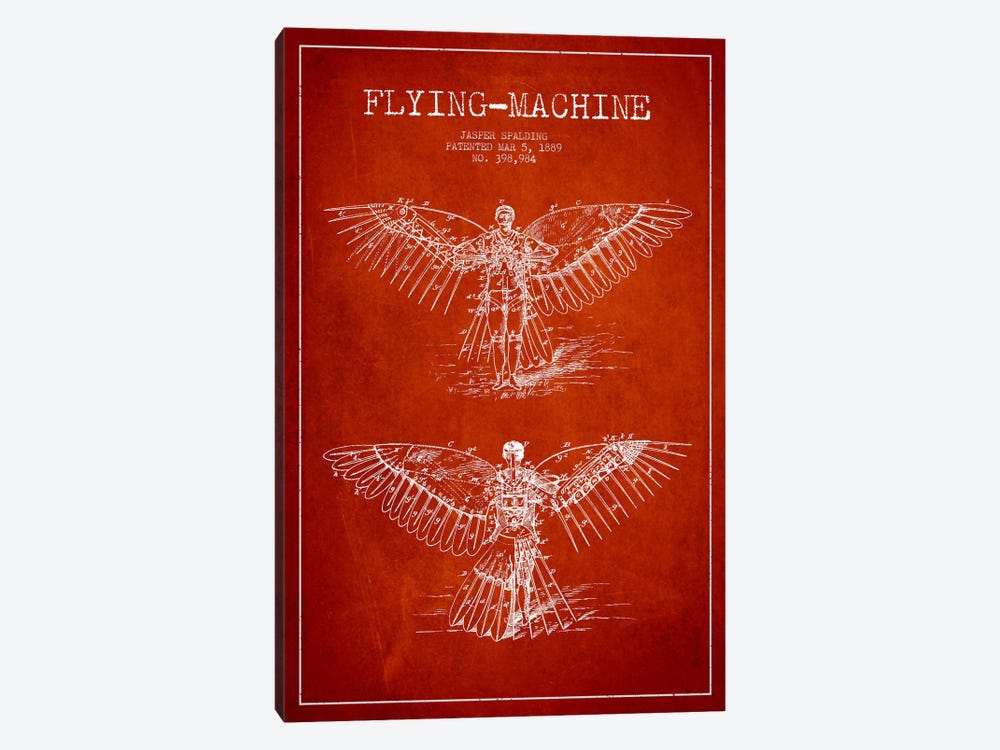 Icarus 3 Red Patent Blueprint by Aged Pixel 1-piece Canvas Print