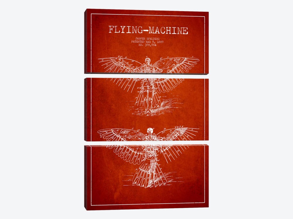Icarus 3 Red Patent Blueprint by Aged Pixel 3-piece Art Print