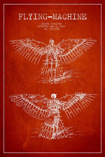 Aviation Blueprints: Icarus 3 Red Patent Blueprint by Aged Pixel