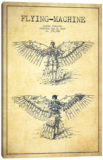 Icarus 3 Vintage Patent Blueprint Canvas Art Print - Aged Pixel: Aviation