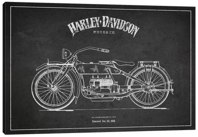 Harley-Davidson Charcoal Patent Blueprint Canvas Art Print - Motorcycle Blueprints