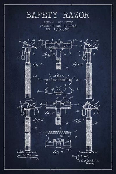Beauty & Personal Care Blueprints: Razor Navy Blue Patent Blueprint by Aged Pixel
