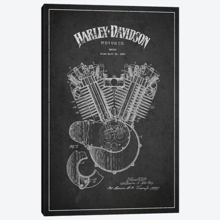 Harley-Davidson Charcoal Patent Blueprint Canvas Print #ADP2460} by Aged Pixel Canvas Artwork