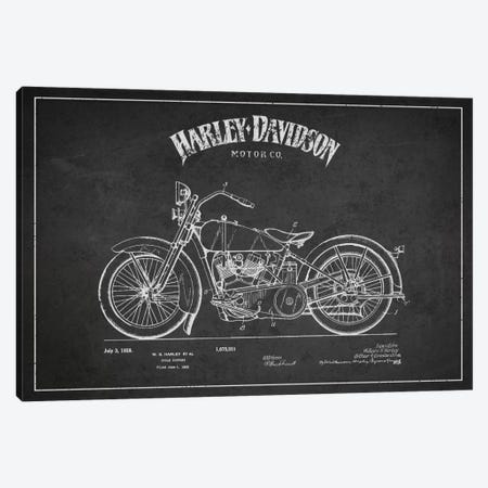Harley-Davidson Charcoal Patent Blueprint Canvas Print #ADP2465} by Aged Pixel Canvas Art Print