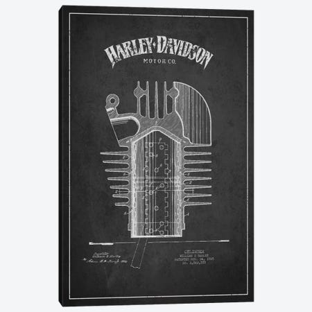 Harley-Davidson Charcoal Patent Blueprint Canvas Print #ADP2475} by Aged Pixel Canvas Wall Art