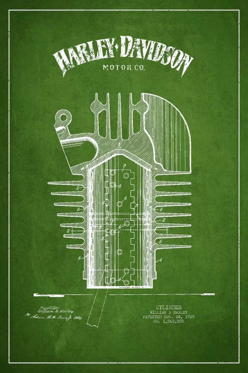 Harley-Davidson Green Patent Blueprint