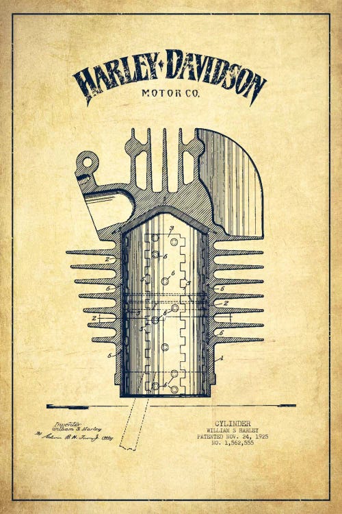 Harley-Davidson Vintage Patent Blueprint