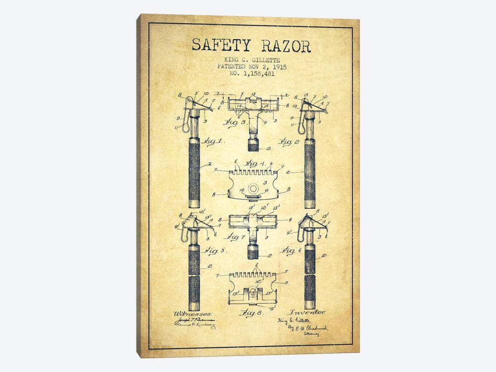 Razor Vintage Patent Blueprint by Aged Pixel 1-piece Art Print