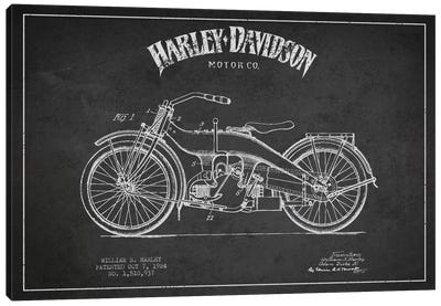 Harley-Davidson Charcoal Patent Blueprint Canvas Art Print - Aged Pixel: Motorcycles