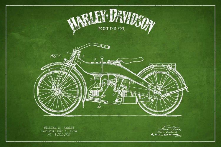 Harley-Davidson Green Patent Blueprint
