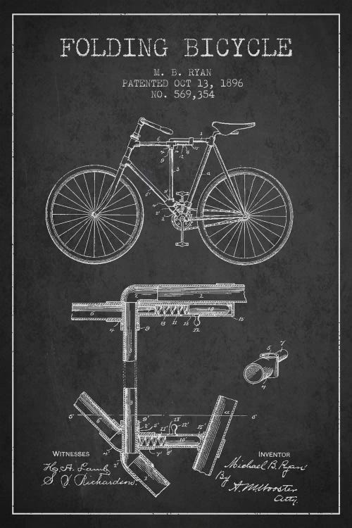 Bike Charcoal Patent Blueprint