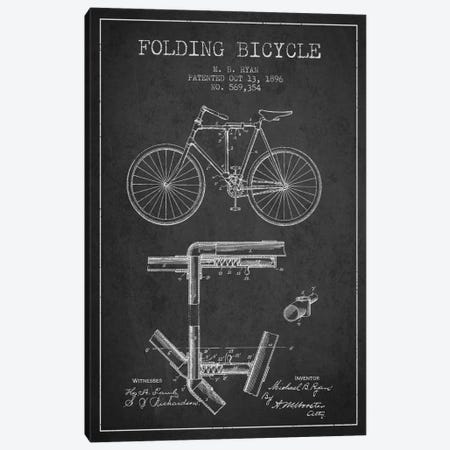 Bike Charcoal Patent Blueprint Canvas Print #ADP2510} by Aged Pixel Canvas Art