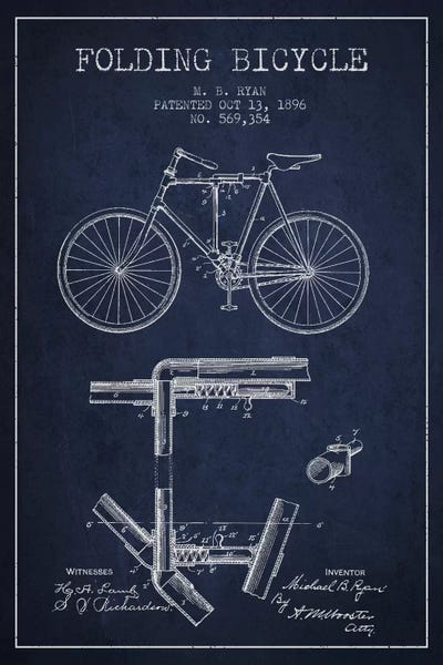 Bike Navy Blue I Patent Blueprint