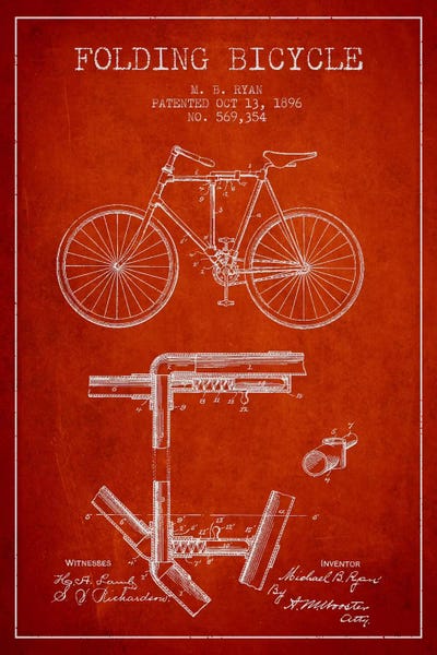 Bike Red I Patent Blueprint