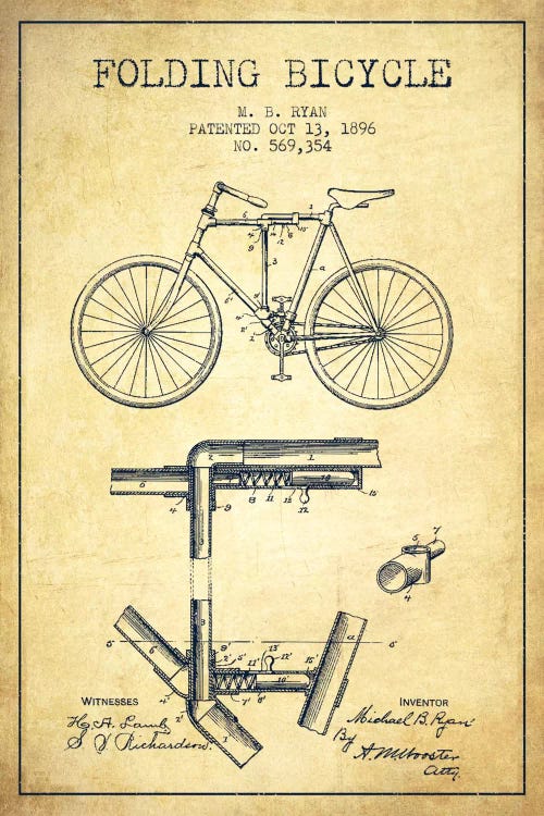 Bike Vintage I Patent Blueprint