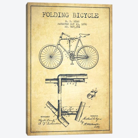 Bike Vintage Patent Blueprint Canvas Print #ADP2514} by Aged Pixel Canvas Art Print
