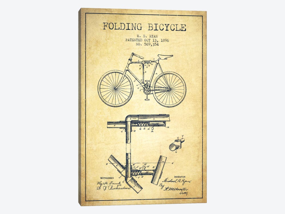 Bike Vintage Patent Blueprint by Aged Pixel 1-piece Art Print