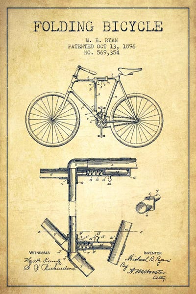Bike Vintage I Patent Blueprint