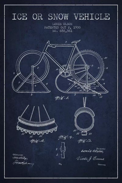 Bike Navy Blue II Patent Blueprint by Aged Pixel canvas print