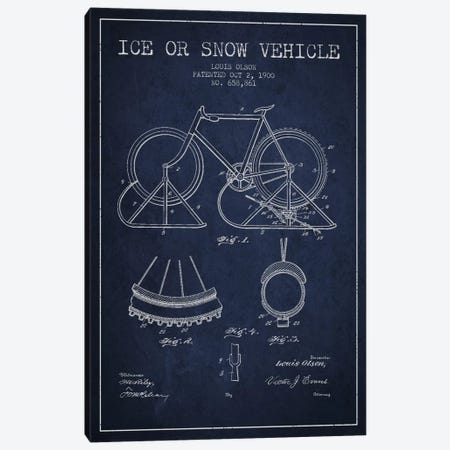 Bike Navy Blue Patent Blueprint Canvas Print #ADP2517} by Aged Pixel Art Print