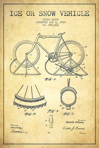 Bike Vintage II Patent Blueprint by Aged Pixel framed canvas print