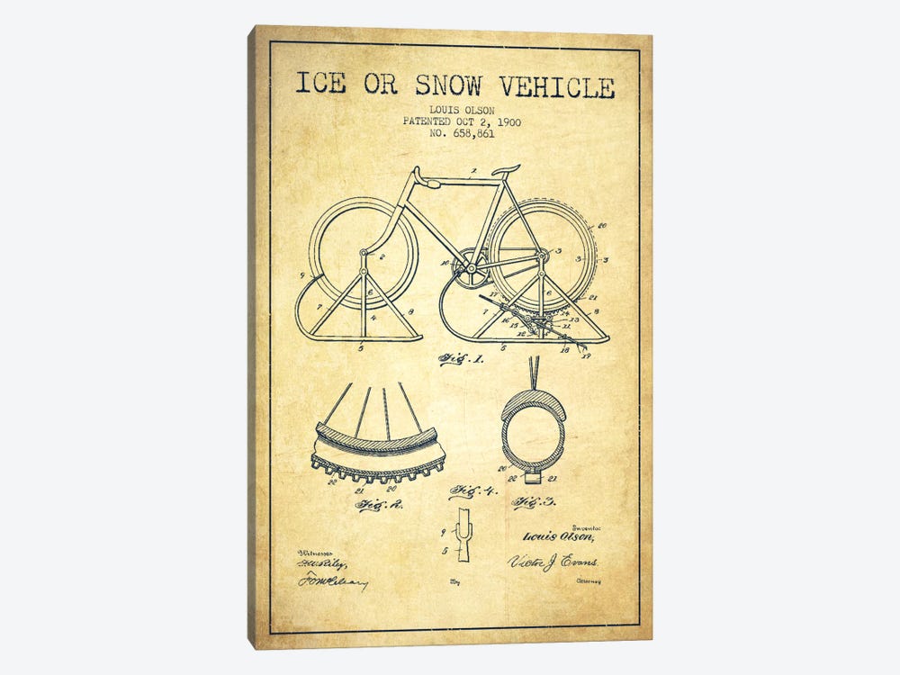 Bike Vintage Patent Blueprint by Aged Pixel 1-piece Canvas Art