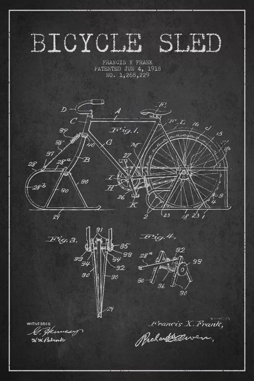 Bike Charcoal Patent Blueprint