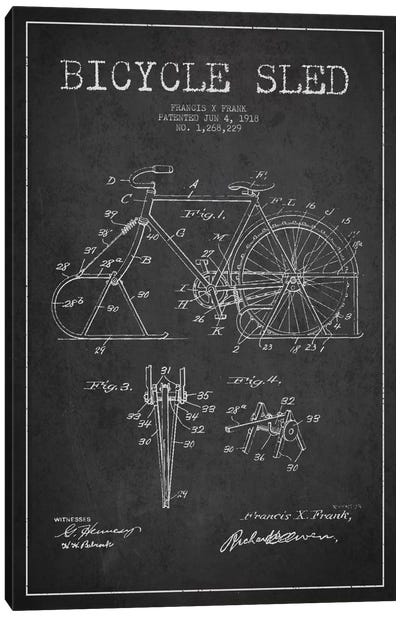 Bike Charcoal Patent Blueprint Canvas Art Print - Aged Pixel: Sports