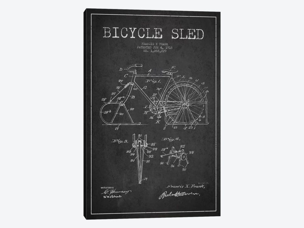 Bike Charcoal Patent Blueprint by Aged Pixel 1-piece Canvas Artwork
