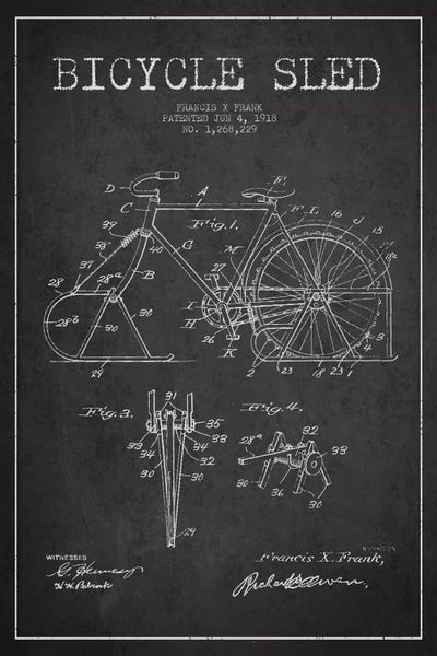 Sports Blueprints: Bike Charcoal III Patent Blueprint by Aged Pixel