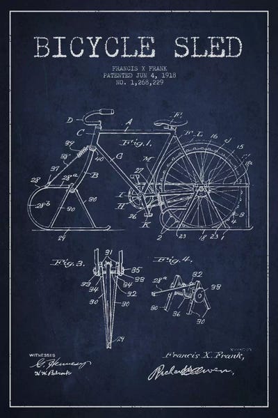 Bike Navy Blue III Patent Blueprint