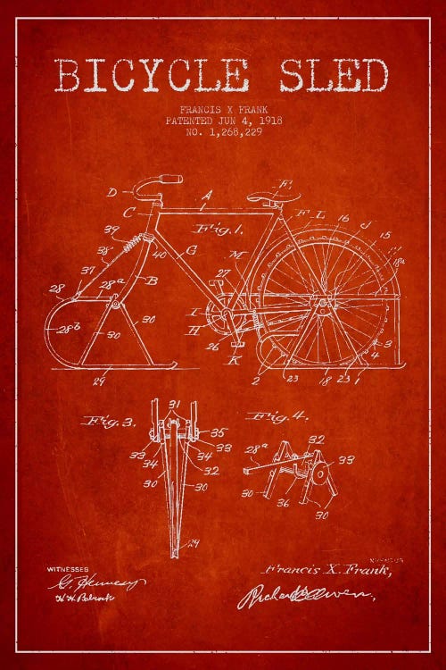 Bike Red III Patent Blueprint
