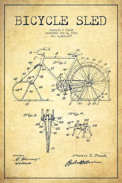 Bike Vintage III Patent Blueprint