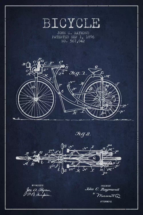 Raymond Bike Navy Blue Patent Blueprint