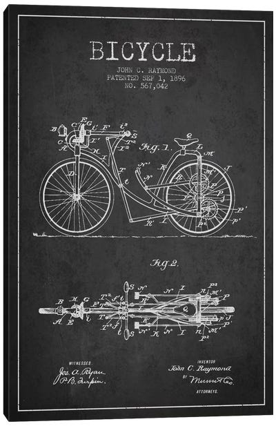 Raymond Bike Charcoal Patent Blueprint Canvas Art Print - Aged Pixel: Sports
