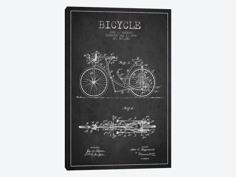 Raymond Bike Charcoal Patent Blueprint by Aged Pixel 1-piece Canvas Art