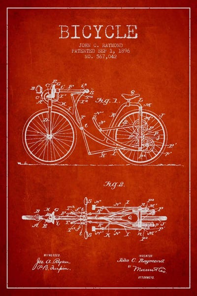 Sports Blueprints: Raymond Bike Red Patent Blueprint by Aged Pixel