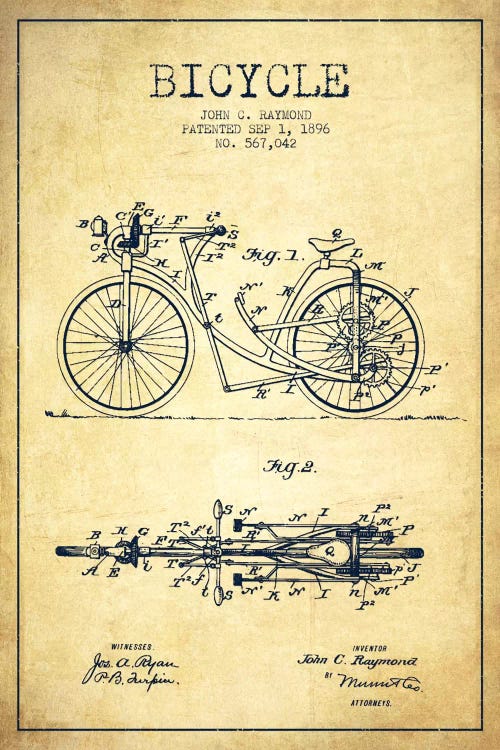 Raymond Bike Vintage Patent Blueprint