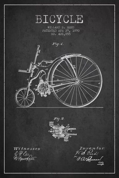 Sports Blueprints: Reed Bike Charcoal Patent Blueprint by Aged Pixel