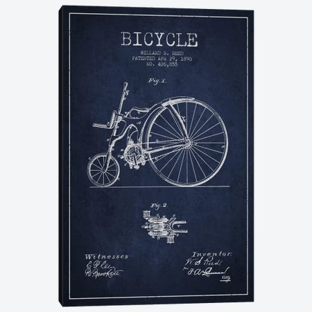 Reed Bike Navy Blue Patent Blueprint Canvas Print #ADP2532} by Aged Pixel Canvas Wall Art