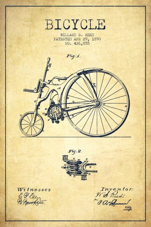 Reed Bike Vintage Patent Blueprint